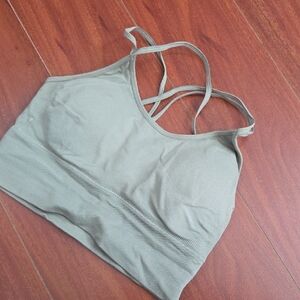 Olive Green Strappy Sports Bra